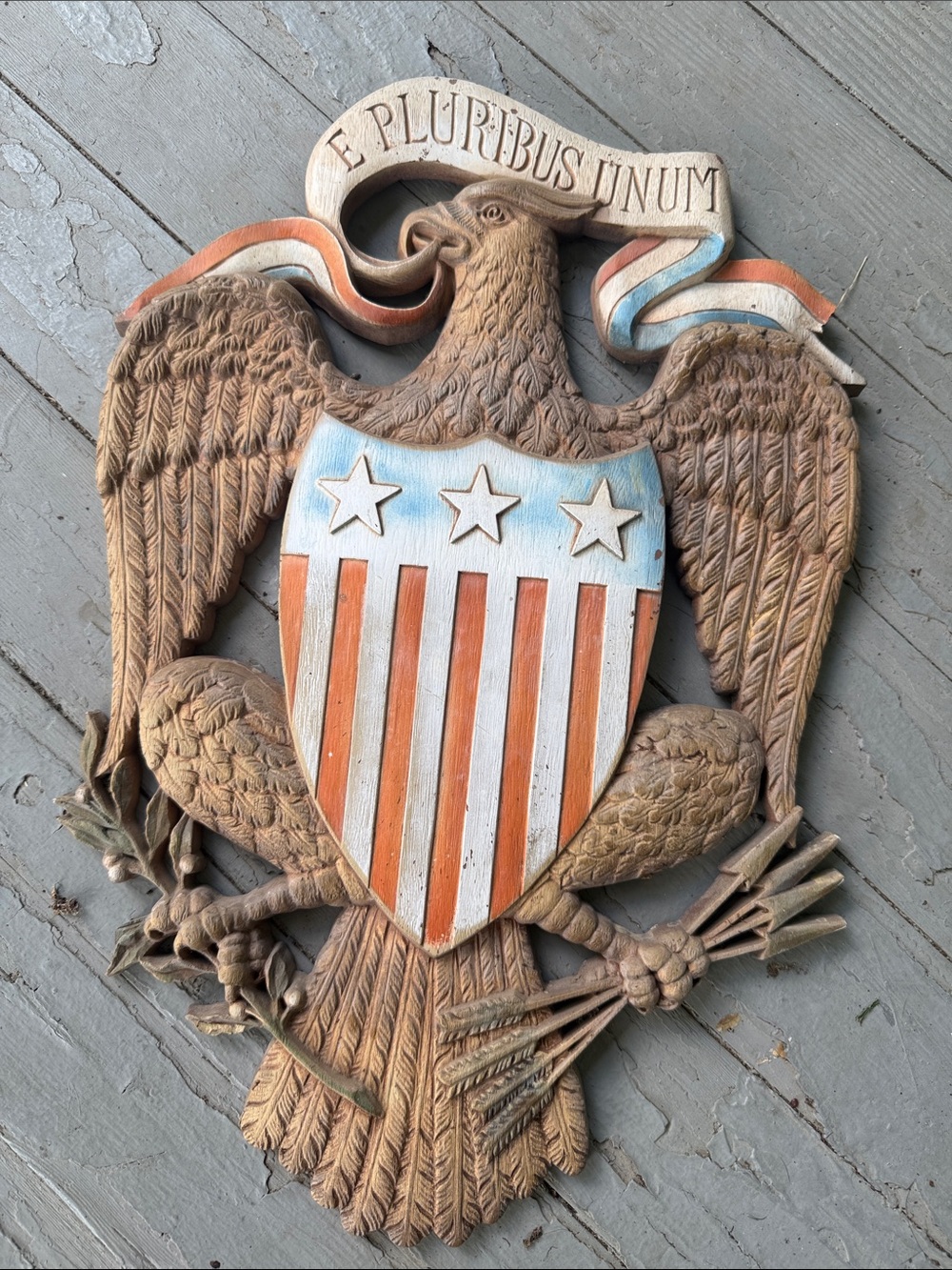 Vtg MCM Burwood Eagle Shield Wall Decor approximately 12x 18 e pluribus unium